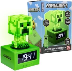 Paladone Minecraft Creeper - Reloj despertador con licencia oficial, música en el juego y luz nocturna para niños y adolescentes, accesorio de sala de juegos
