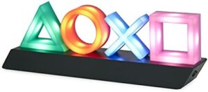 Paladone Playstation Controller Icons Light con 3 modos de luz, reactivo con sonido, fase dinámica y modo estándar, accesorios de escritorio para juegos y decoración de sala de juegos