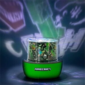 Paladone Minecraft Creeper & Steve - Proyector de luz nocturna con licencia oficial, accesorio de lámpara de proyección para jugadores, sonidos de Minecraft, decoración de dormitorio de juegos para niños/niñas y jovenes.