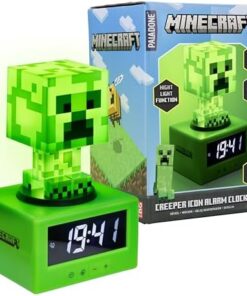 Paladone Minecraft Creeper - Reloj despertador con licencia oficial, música en el juego y luz nocturna para niños y adolescentes, accesorio de sala de juegos