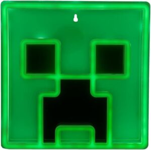 Paladone Creeper Iconic LED Wall-Mountable Light Officially Licensed Minecraft Room Decor for Boys and Girls, Gamer Night Light in Vibrant Green