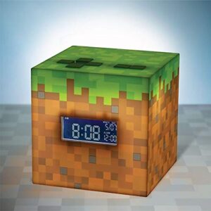 Paladone Minecraft Grass Block Digital Alarm Clock, Light Up Lamp Feature, Plays Official in Game Music, Bedroom Decor for Minecraft Gamers